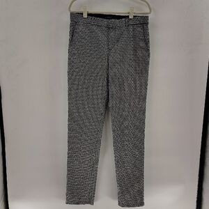 Banana Republic RYAN trouser Pants Navy & Ivory Print Size 8 Long Stretch